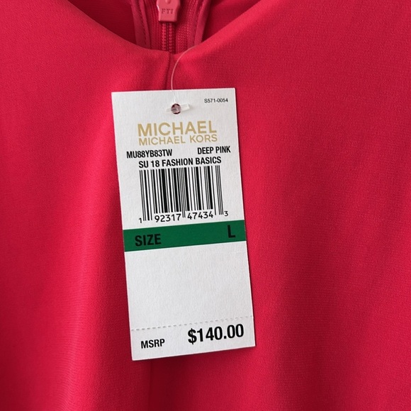 Michael Kors NWT Hot Pink Floor-Length Dress • Size L • Gold Chain Detail - Picture 2 of 13
